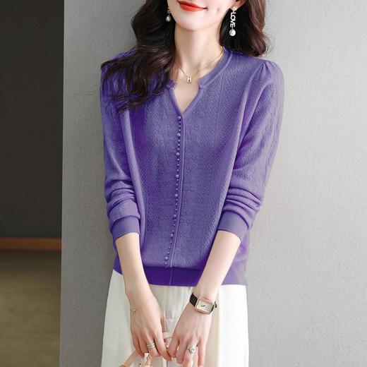 羊毛混纺针织衫女装秋季新款减龄宽松洋气外搭打底上衣外套 商品图0