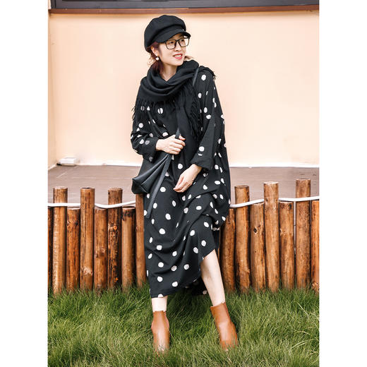 波点长袖连衣裙 商品图0