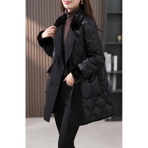 高端奢华水貂毛领90白鹅绒羽绒服女2023冬季新款保暖羊毛拼接外套 商品图4