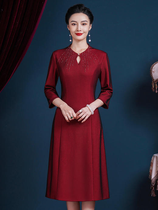 上海旗袍厂JC-5382改良旗袍裙婚宴装洋气连衣裙 商品图1