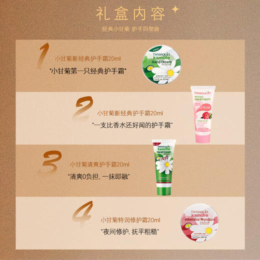 HERBACIN好本清 小甘菊新愿礼盒-A套装送礼新年礼物伴手礼（新经典护手霜20ml+圆罐特润修护霜20ml+清爽护手霜20ml+玫瑰护手霜20ml） 商品图1