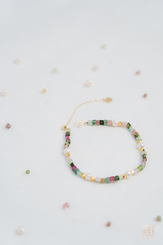 天然BB珍珠碧玺糖块儿项链+手链 商品图11