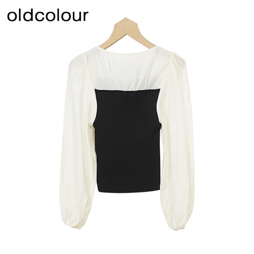 oldcolour法式拼接衬衫秋季新款设计感百搭修身上衣女GO31013021 商品图1