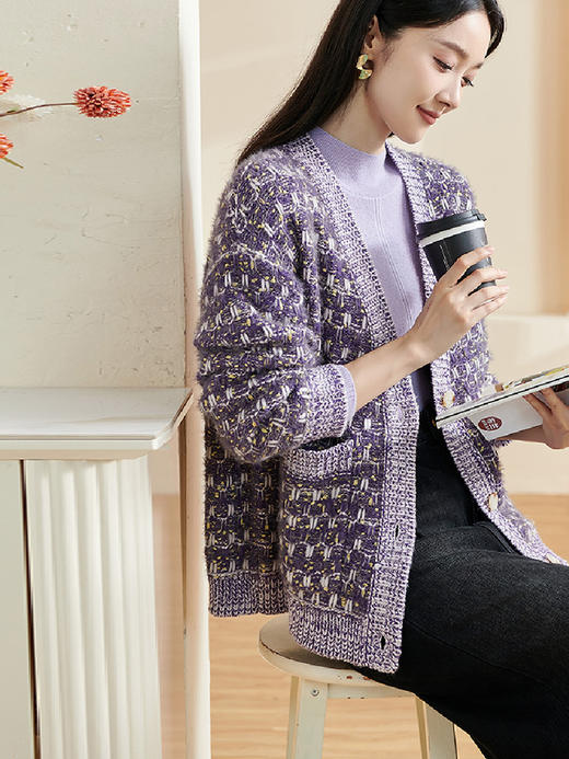 剩XL/XXL 米思阳新款温柔慵懒风针织衫混纺抗起球开衫宽松外套2349 商品图1