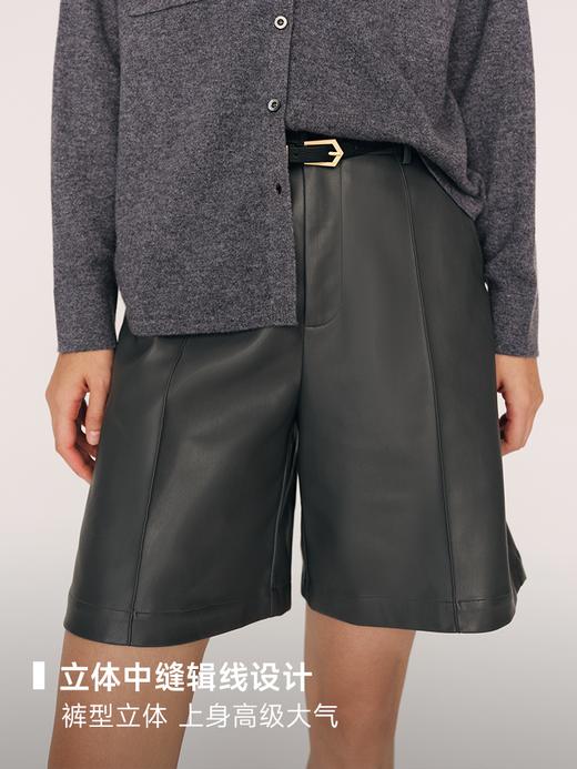 A字廓形 免洗pu小羊皮质感短裤FB467523O 商品图8
