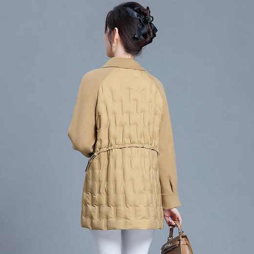 QYM S036-Y双面呢料拼接羽绒服时尚羊毛呢外套 商品图1