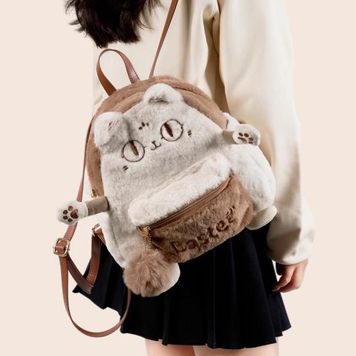 大英博物馆 盖亚·安德森猫和她的朋友们系列 萌猫可爱毛绒双肩包 灰色//驼色 商品图2