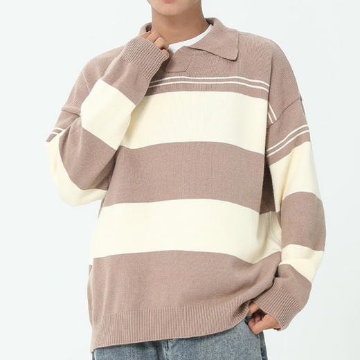 【一口价】【新款DSK】大依优型大码潮款小翻领毛衫毛衣多色宽松休闲大依优型长袖加肥加大男装上衣男士打底衫 商品图2