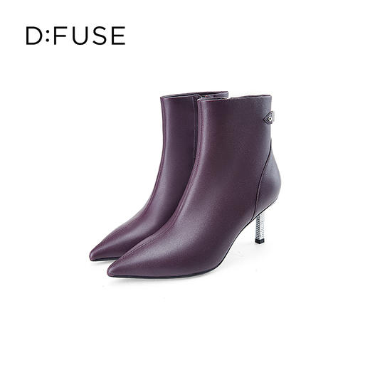 DFuse迪芙斯尖头细跟优雅纯色气质短靴瘦瘦靴子牛皮面DF34116029 商品图5