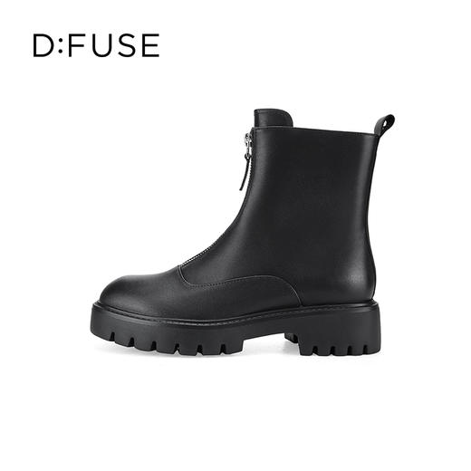 Dfuse迪芙斯冬季新款牛皮厚底前拉链鬼帝靴短靴女DF34116002 商品图7