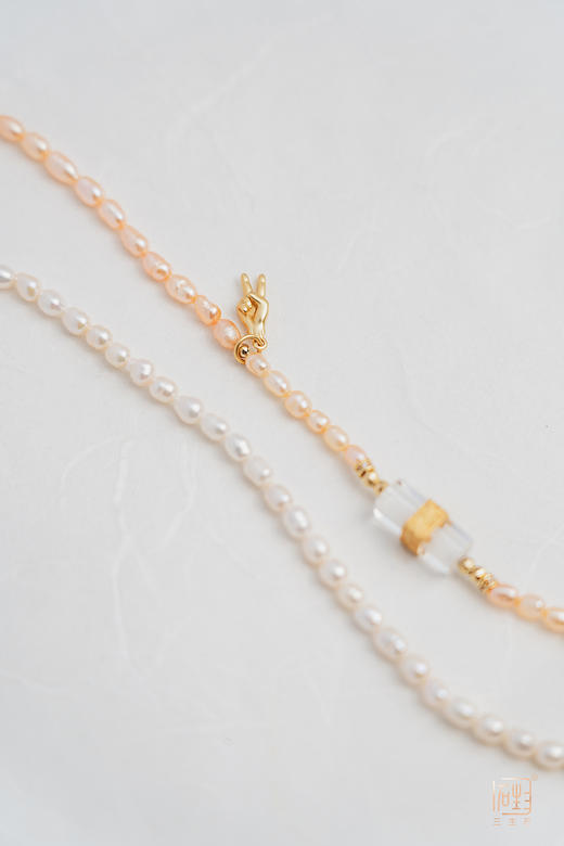 天然米珠白水晶双层设计项链 商品图2