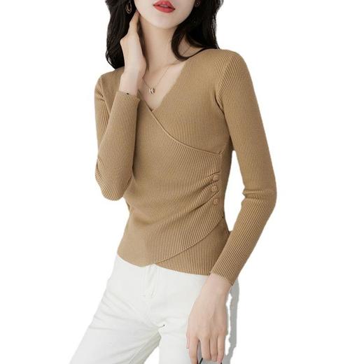 春秋装气质v领薄款毛衣女装内搭针织衫修身套头长袖针织打底衫潮 商品图2