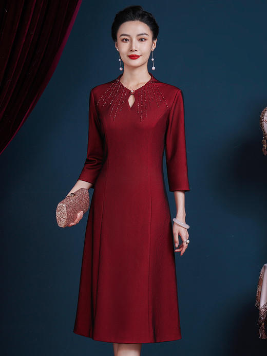 上海旗袍厂JC-5382改良旗袍裙婚宴装洋气连衣裙 商品图0