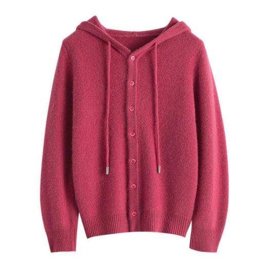 秋季新款新款上衣连帽针织开衫外套女宽松短款毛衣外搭帽衫 商品图4