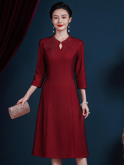 上海旗袍厂JC-5382改良旗袍裙婚宴装洋气连衣裙 商品图3