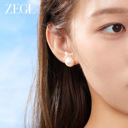 ZEGL天然淡水珍珠耳环女2023年新款耳钉高级感复古12mm14mm大耳饰 商品图3