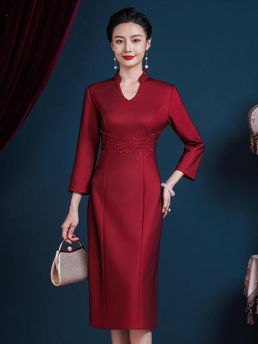 JC-55330婚宴装秋季款2024新款礼服平时可穿大气喜婆婆装连衣裙 商品图3