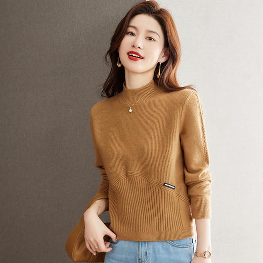秋冬新款，半高领高腰毛衣女短款宽松小个子针织衫上衣套头衫CC-J259 商品图7