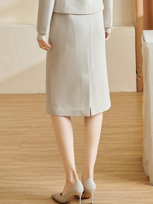 米思阳2026春季新款百搭高级感直筒半身裙高腰开叉纯色一步裙3092 商品图1