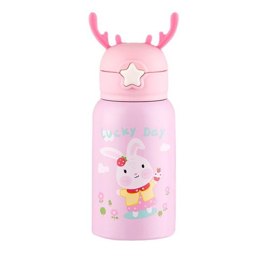 一杯多用【鹿角儿童保温杯】可爱卡通304不锈钢保温杯  便携带吸管背带保温杯  秋冬爆品 商品图4