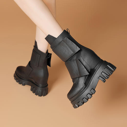 时尚个性，厚底内增高真皮短靴WWX-T3618 商品图7