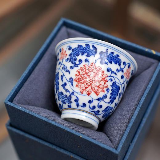 自慢堂 清风杯 青花缠枝莲 （≈60ml）陶瓷茶杯高档个人专用功夫茶杯品茗杯 商品图1