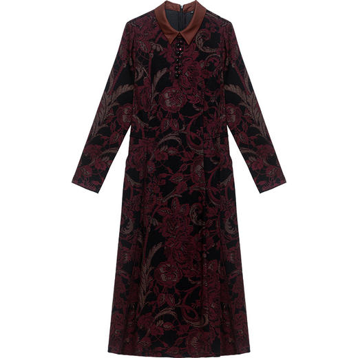 秋季新款，妈妈装中长裙长袖裙优雅女装打底A字裙印花连衣裙QYM-TYH-238881-Y 商品图4