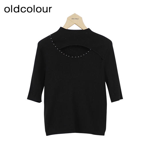 oldcolour修身显瘦针织衫秋季新款气质百搭中袖上衣女GO31052830 商品图0