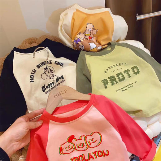 【高品质的工艺水准，多种颜色可供选择！】女童T恤2023春装新款儿童韩版卡通打底休闲百搭上衣宝宝洋气长袖lm 商品图1