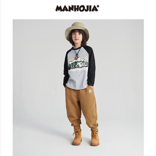 漫画家潮童装男童裤子秋新品宽松茧型针织束脚运动卫裤儿童秋装 商品图1