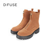 Dfuse迪芙斯冬季新款牛皮厚底前拉链鬼帝靴短靴女DF34116002 商品缩略图1