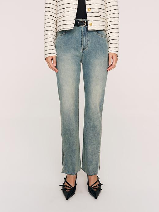  长腿牛仔 裤型绝佳 复古开衩直筒牛仔裤FB495023O 商品图2