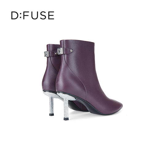 DFuse迪芙斯尖头细跟优雅纯色气质短靴瘦瘦靴子牛皮面DF34116029 商品图6
