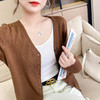 新款2023春季OL气质针织开衫V字领直筒型毛衣女式针织衫 商品缩略图2