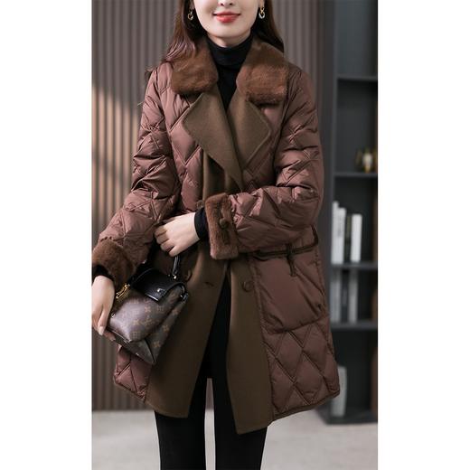 高端奢华水貂毛领90白鹅绒羽绒服女2023冬季新款保暖羊毛拼接外套 商品图2