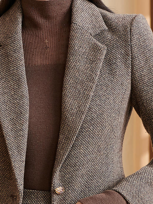 剩S/M 米思阳2026春季新款通勤商务风西装毛呢合身一粒扣羊毛外套女2930 商品图4