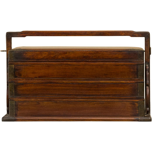 清 黄花梨铜包角三撞提梁盒 商品图5