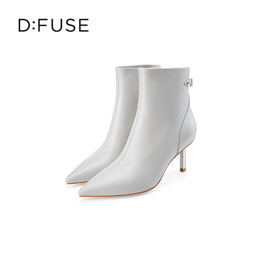 DFuse迪芙斯尖头细跟优雅纯色气质短靴瘦瘦靴子牛皮面DF34116029 商品图2