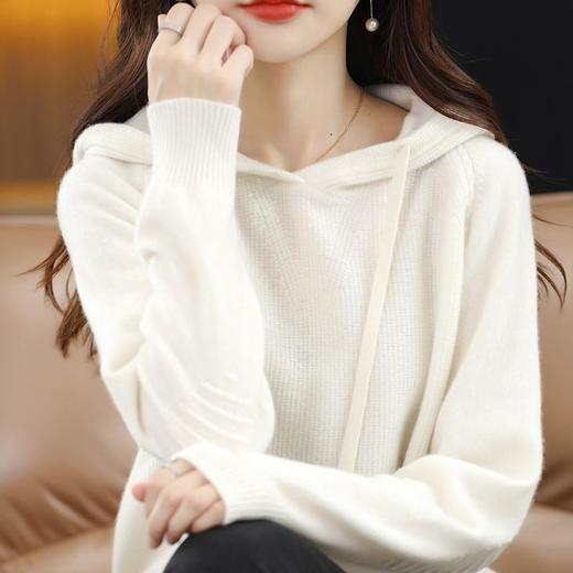 新款2023秋季风气质套头厚长袖连帽常规毛衣女式针织衫 商品图1