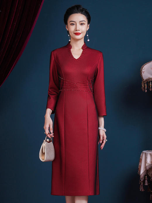 JC-55330婚宴装秋季款2024新款礼服平时可穿大气喜婆婆装连衣裙 商品图1