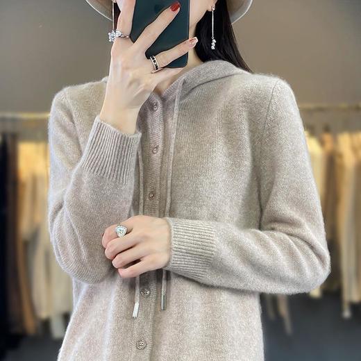 秋季新款新款上衣连帽针织开衫外套女宽松短款毛衣外搭帽衫 商品图0