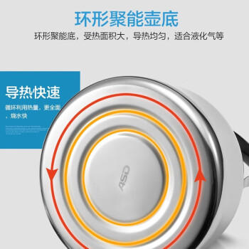 爱仕达响水壶加厚304不锈钢4L鸣笛吹壶燃气电磁炉可加热烧水壶WG1504 商品图3