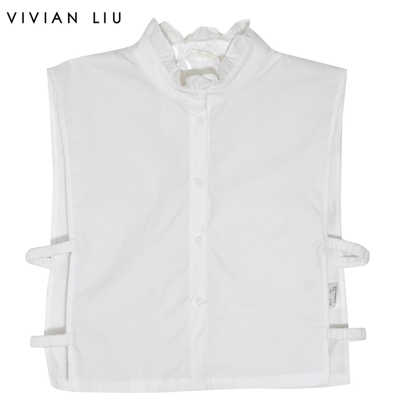 VIVIAN LIU 薇薇安刘R2343018 秋女装新款木耳边弹力无袖假领打底