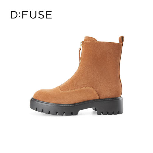 Dfuse迪芙斯冬季新款牛皮厚底前拉链鬼帝靴短靴女DF34116002 商品图2