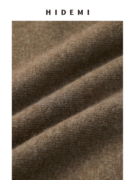 HIDEMI澳洲美利奴羊毛廓形外缝圆领极简宽松经典百搭大毛衣 麦驼灰/深灰色/乌木棕紫 商品图4