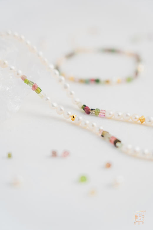 天然BB珍珠碧玺糖块儿项链+手链 商品图9