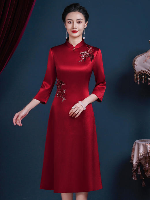 JC-55331喜婆婆婚宴礼服结婚宴会装改良旗袍连衣裙高贵气质裙子 商品图2
