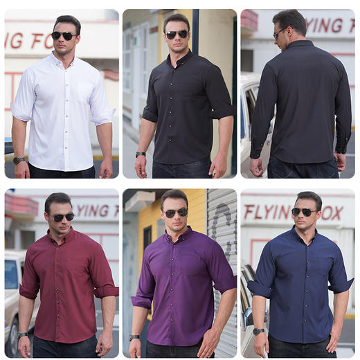 特大码【新款DM】大依优型大码多色加绒长袖衬衫显瘦弹力休闲商务衬衫加肥加大上衣 商品图2