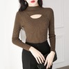 2023秋季纯色镂空半高领套头毛衣女装内搭长袖针织衫外穿打底衫潮 商品缩略图2