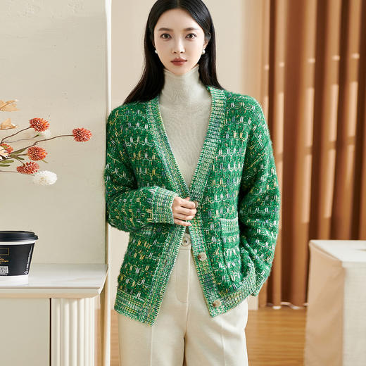 剩XL/XXL 米思阳新款温柔慵懒风针织衫混纺抗起球开衫宽松外套2349 商品图0